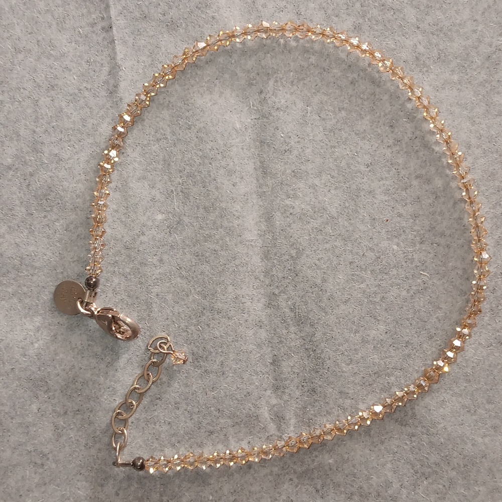 925 silver & Rose crystal 9" long bracelet